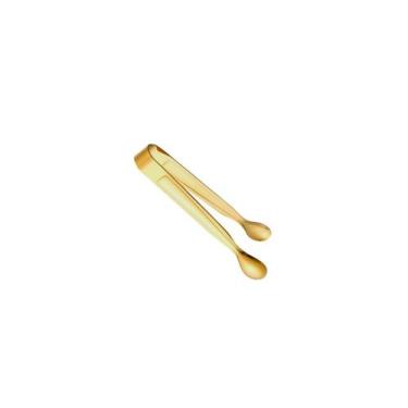 Imagem de Pegador Dourado Frios Gelo Açucar Mini Pinça Inox Bar Buffet - CASACHA