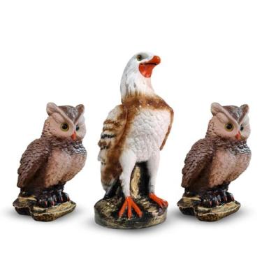 Imagem de Kit 3 Águia Gavião Branco Personalizado e Coruja Espanta Pombo Pardal 
