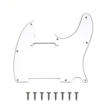 Imagem de 8 furos Tele Pickguard estilo moderno TL Pick Guard com furos de parafuso de montagem para tele/telecaster (branco)