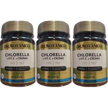 Imagem de CHLORELLA + Vitamuna C + Picolinato de Cromo DR. BOTANICO 60 Cápsulas Kit 3 Unidades