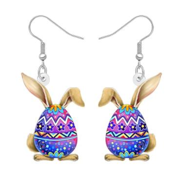 Imagem de DALANE Brincos de coelho de coelho divertidos de acrílico com pingente de lebre de coelho fofo joias hipoalergênicas para mulheres amantes de animais, pingentes festivos de decoração de festas de fim