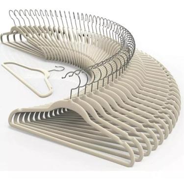 Imagem de Cabides De Veludo Adulto Fino Antideslizante Roupas 30 Peças Bege