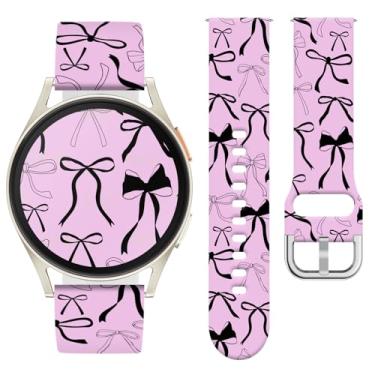 Imagem de Watbro Pulseira de relógio Bowknot compatível com Samsung Galaxy Watch 7/FE/6/5/4 com pingentes, pulseira esportiva de silicone macio de 20 mm para relógio inteligente Vivoactive 5/Vivoactive 3