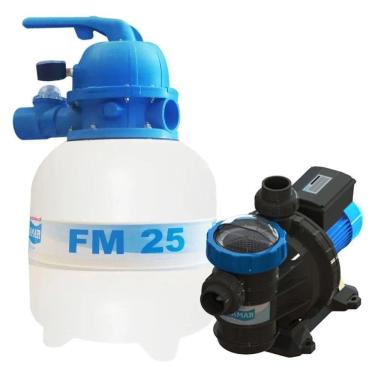Imagem de Conjunto Filtro Fm-25 E Motobomba Bm-25 1/4 Cv Monofásica Para Piscinas Até 19.000 Mil Litros - Sodramar