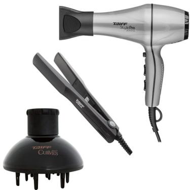 Imagem de Kit taiff - secador cabelo style pro 2000W prata 127V + prancha ceramic 180ºC + difusor de ar curves