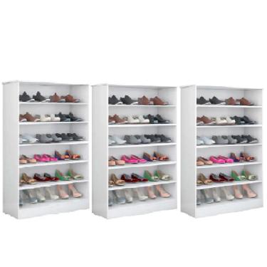 Imagem de Kit 3 Armários Multiuso Sapateira 5 Prateleiras Bella Cor Branco - Phoenix