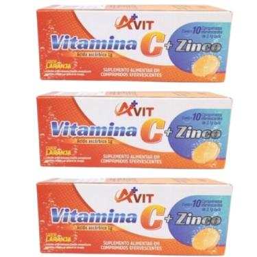 Imagem de Vitamina C + zinco a + vit suplemento kit C/3 tubos C/10 unidades cada sb. Laranja