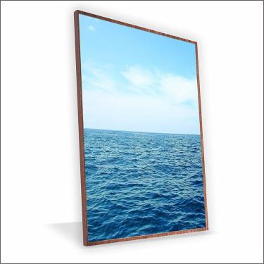 Imagem de Quadro Mar E Céu Azul Canvas Com Vidro Tamanho Moldura 150x100 Caixa Madeira