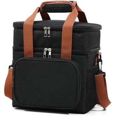 Imagem de Bolsa Térmica Lancheira Marmita Térmica Pequena Portátil Transversal trabalho viagem dia a dia resistente premium frasqueira termica academia fitness preta