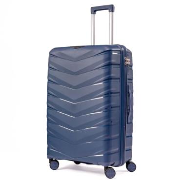 Imagem de Mala De Viajem Grande 32Kg Polipropileno 8 Rodas 360 Para Despachar Tamanho G Resistente Cadeado Integrado Zíper Antifurto Leve Rígida (AZUL, GRANDE)