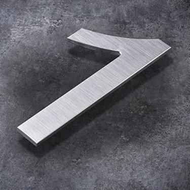 Imagem de Números de casa modernos - Número de endereço residencial flutuante de 25,7 cm de fora/acabamento em alumínio escovado polido/prata número 1