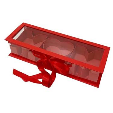 Imagem de Baoblaze Caixa de flores para mamãe, caixa de embalagem de sabonete eterno, caixa decorativa preenchível para presente de dia das mães, decoração de, Vermelho