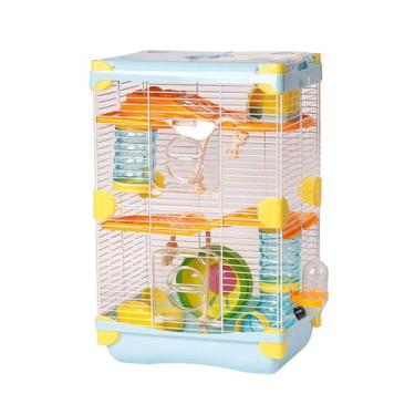 Imagem de FINYQBET Gaiola Hamster de 3 Camadas - Gaiola Espaçosa e Fácil de Limpar, Ideal para Hamsters e Pequenos Roedores, Portátil e de Montagem Simples, Para Amantes de Animais (Azul)
