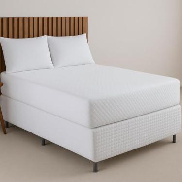 Imagem de Capa Protetora para Colchão Queen Impermeável Antialérgica Ultrassônica com Elástico – Silenciosa e Lavável (Branco)