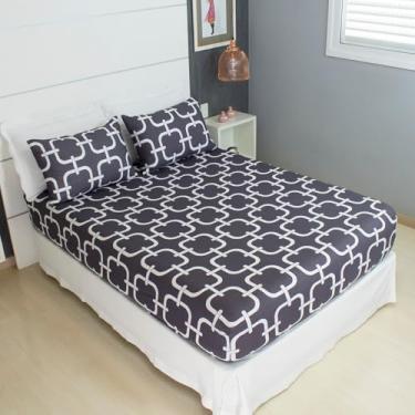 Imagem de Jogo de Lençol Cama Queen Pérola Estampado 3 Peças COZZILAR 100% Algodão com Elástico e Toque Macio cor:Modelo 1