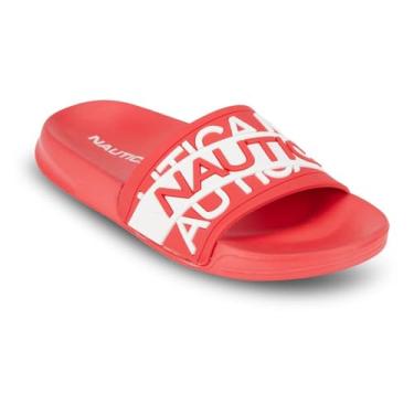 Imagem de Nautica Chinelo atlético feminino, sapato de chuveiro, sandália de praia, escorregador de barco, Vermelho, branco-nara, 10