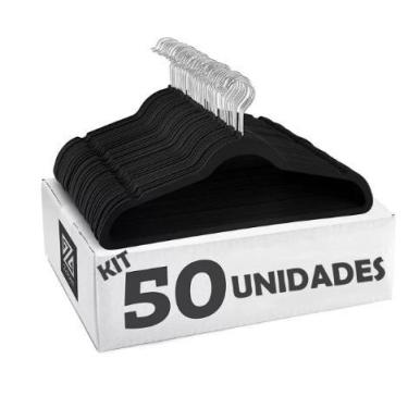 Imagem de Cabide de Veludo Adulto 45cm Preto 50 pecas - LOLADECOR