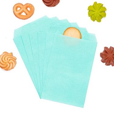 Imagem de Sacos de biscoito de papel à prova de gordura azul bebê 10 x 15 cm para padaria doce doces sobremesa sabonete presentes convite de casamento lembrancinha de festa, pacote com 100 por Quotidian (10 x 15 cm)