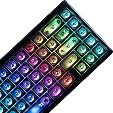 Imagem de Teclas XVX Black Shine Through para teclados mecânicos - 136 teclas preto translúcido design olho de gato, perfil Cherry MAX, teclas PC+PBT fosco RGB