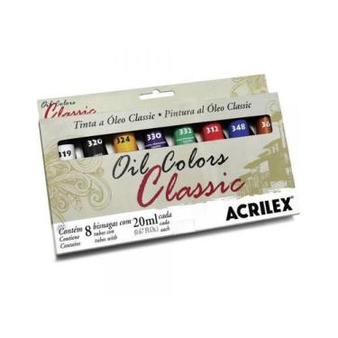 Imagem de Estojo Tinta Óleo Acrilex 8 Bisnagas 20ml - Cores Variadas, 20ml, Amar