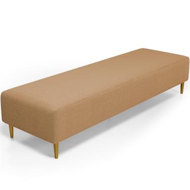 Imagem de Puff Decorativo Bali W01 Pés Palito 170x60cm Bouclê Mostarda - Lyam Decor