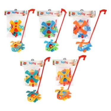 Imagem de Avião de Brinquedo Infantil com Haste para Empurrar, Colorido, Kit com 5 Modelos