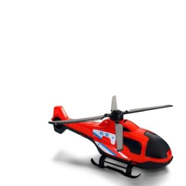 Imagem de Helicóptero de Brinquedo Vermelho e Preto, Modelo de Resgate, com Hélice Giratória