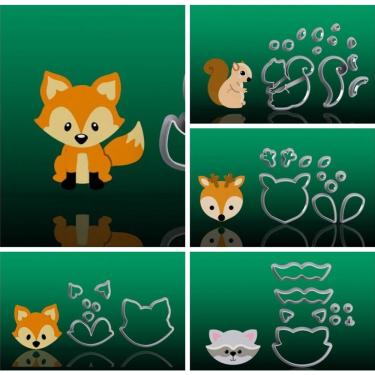 Imagem de Cortador Kit Animais Do Bosque Floresta Mod 1 Tamanho 5Cm