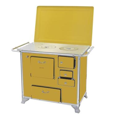 Imagem de Fogão A Lenha Tradicional 02 Venâncio Gabinete Com Tampa Amarelo 2getam