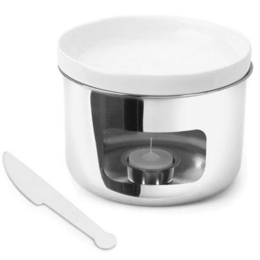 Imagem de Aparelho De Fondue Forma Brie - 4 Peças Branco Com Inox