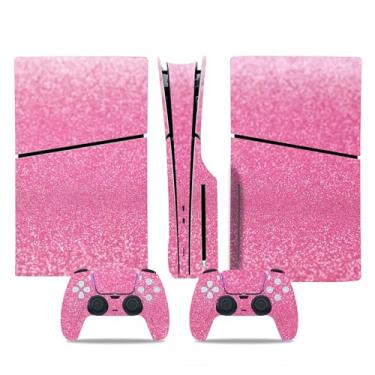 Imagem de Capa de decalque para Ps5 Slim Disk, capa adesiva de vinil de corpo inteiro para console e controle PlayStation 5 Slim (rosa, PS5 Slim Disk)