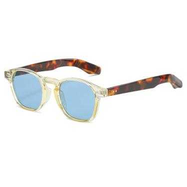 Imagem de JRLLFD Óculos de sol retangulares vintage femininos, lentes azuis, rebites, óculos escuros, masculinos, femininos, uv400(6)