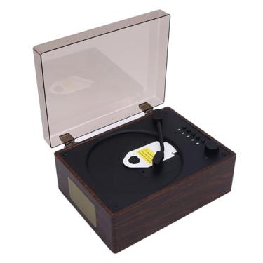 Imagem de Estojo para CD Player, 2 alto-falantes estéreos, tocadores de CD de mesa com controle remoto para viajar para casa e viagens (cor nogueira)