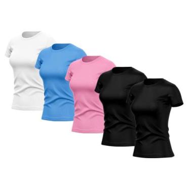 Imagem de Kit 5 Camisas Feminina Manga Curta Dry Fit Proteção Uv - Brás e Cia, G