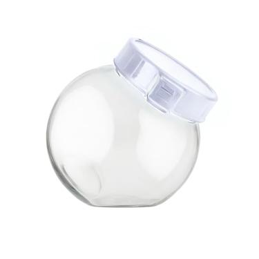 Imagem de Pote Baleiro Plástico Cristal 1450ml Tampa Abre Fácil Porta Mantimentos Biscoito Doces Multiuso (Branco)