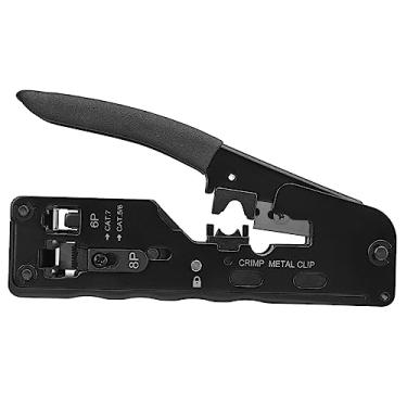 Imagem de Ferramenta de Crimpagem Profissional RJ45 Passe Através de Stripper para Arame Ethernet Cat5 Cat6 Cat7 RJ11 RJ12