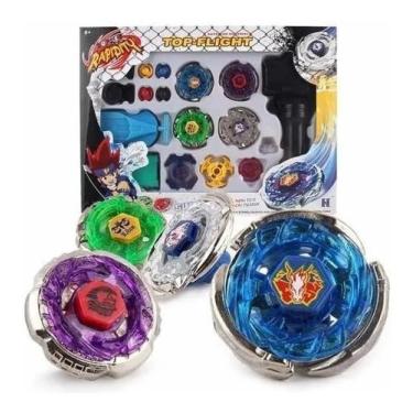 Imagem de Kit 4 Beyblade Metal Fusion Pião C/super Lançador Brinquedos. - toys