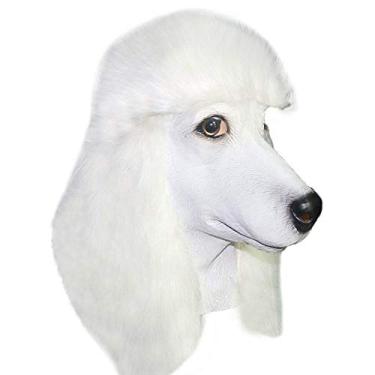 Imagem de Máscara de cachorro com cabeça de poodle, adulto, realista, látex, cosplay, cosplay, festa, Branco, tamanho �nico