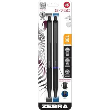 Imagem de Caneta de metal Zebra G-750 - ponta média, 0,7 mm - pacote com 2 (1 preta e 1 azul) - Zebra Pen com cilindro de latão preto