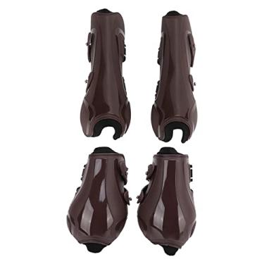 Imagem de Ymiko Botas Esportivas de Cavalos, 4pcs Engrossam Botas de Tala de Perna Traseira Frontal para Cavalos para de Tendão Ajustáveis ​​ de Gelo para para Pular, Conjunto de Trilhas de 4 (Conjunto marrom L 48x18x72in)