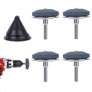 Imagem de lasuroa 4 Afiadores Lâminas para Cortador Grama, Kit de Afiador de Ferramentas Gramado com Balanceador Ferramenta Afiação Lâminas Cortador Grama para Furadeira Elétrica e Manual