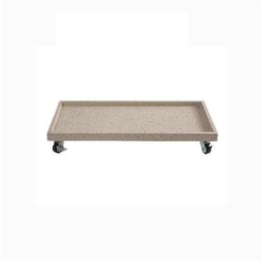 Imagem de Pires para Plantas Grande prato móvel com rodas para plantas, bandeja coletora retangular para vasos de flores para jardinagem doméstica Vaso para Flores(Beige,Pequeno)