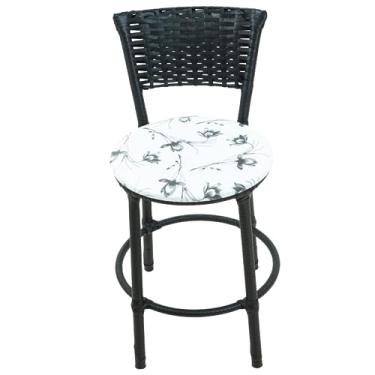 Imagem de BANQUETAS BAIXA BANCO FIBRA SINTETICA JUNCADA COZINHA CASA (PRETO FLORIDO)