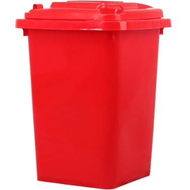 Imagem de Latas Lixo Para Áreas Externas Com Tampa Lata Lixo Comercial Plástico Grande Capacidade Lata Lixo Cilíndrica Longa Para Classificação Ao Ar Livre Lixeira 4 Cores(Red,50L)