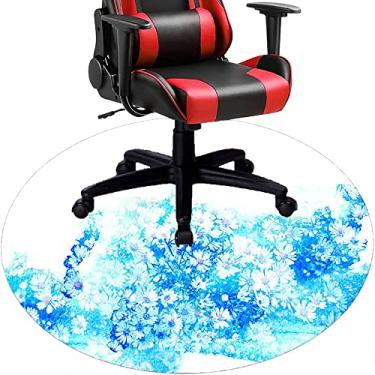Imagem de Tapete de cadeira de escritório com flores, textura de flor, tapete de cadeira de mesa para piso de madeira de escritório em casa, protetor de piso de pilha baixa, redondo de 91 cm