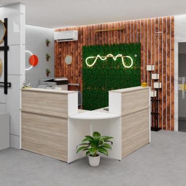 Imagem de Balcão Atendimento de Canto para Recepção 2 Gavetas - Netmobil