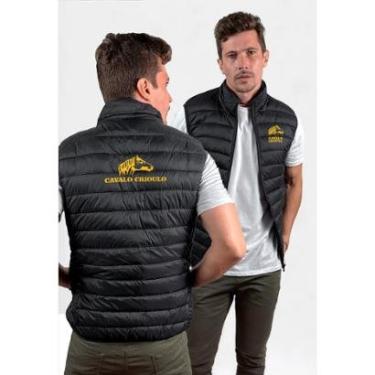 Imagem de Colete Puffer Cavalo Crioulo com Bolsos e Capuz Removível Masculino-Masculino