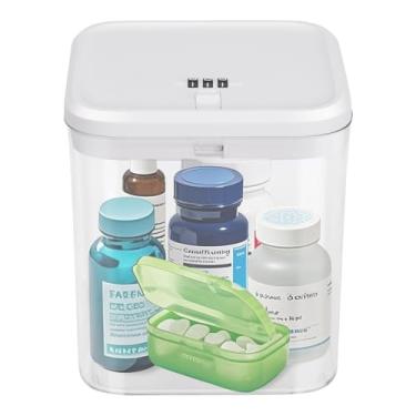Imagem de Caixa com cadeado para remédios e lanches – Caixa de armazenamento à prova de crianças com trava de combinação, organizador seguro para pílulas, alimentos de geladeira, telefone, vitaminas | Seguro