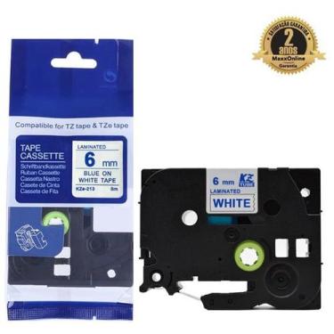 Imagem de Fita Compatível Brother Tz Tze 213 Branco Letra Azul 6mm - Genérica Br