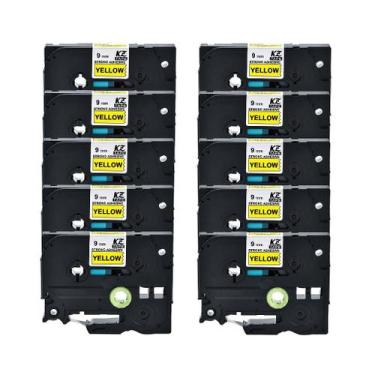 Imagem de Kit 10 Fita Strong Compatível Brother Tze S621 Amarelo 9mm - Genérica